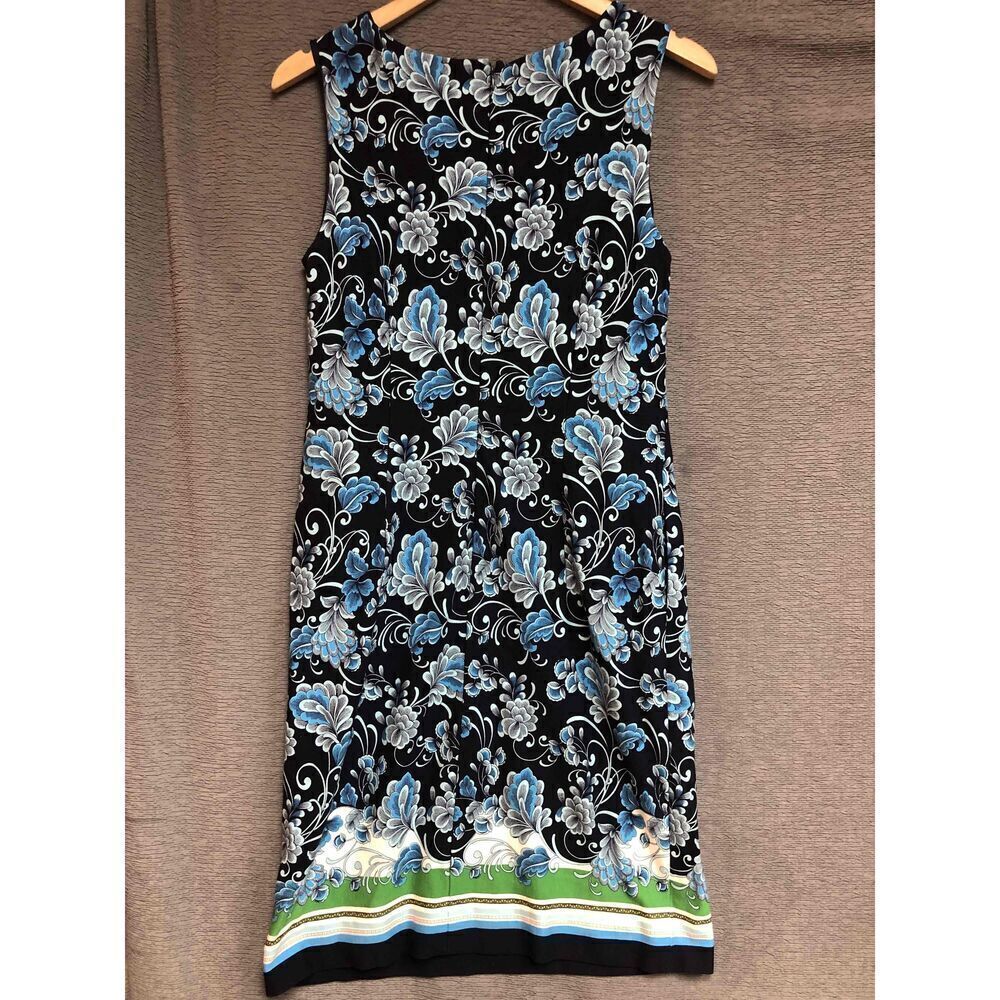 Chico's Blue Sleeveless Floral A-line Dress Womens us Size 8